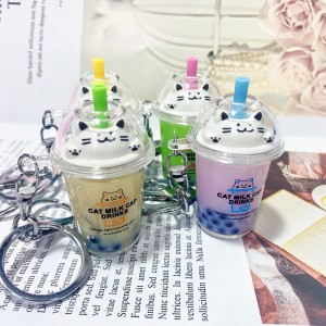 Mini Drink Milk Tea Boba Keychain with Accessories for Baby