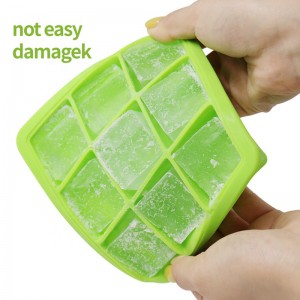 9 holte Silicone Ice cube Mould Tray mei deksel