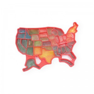 Amazon Hot Sale Silicone Yaikulu Ice Cube Tray Whisky United States Map Design Ice Tray