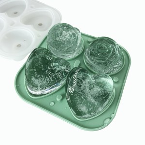 Silicone 4 cavity ice cube tray with lid