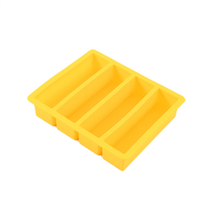 4 cavity Silicone ice tray ຄົວເຮືອນຄວາມອາດສາມາດຂະຫນາດໃຫຍ່ສີ່ molds ຕາຂ່າຍໄຟຟ້າຍາວ