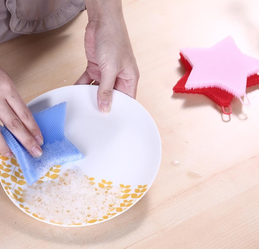 Food Grade Silicone Washing Brush Star shape  for Cleaning dishes and fruit