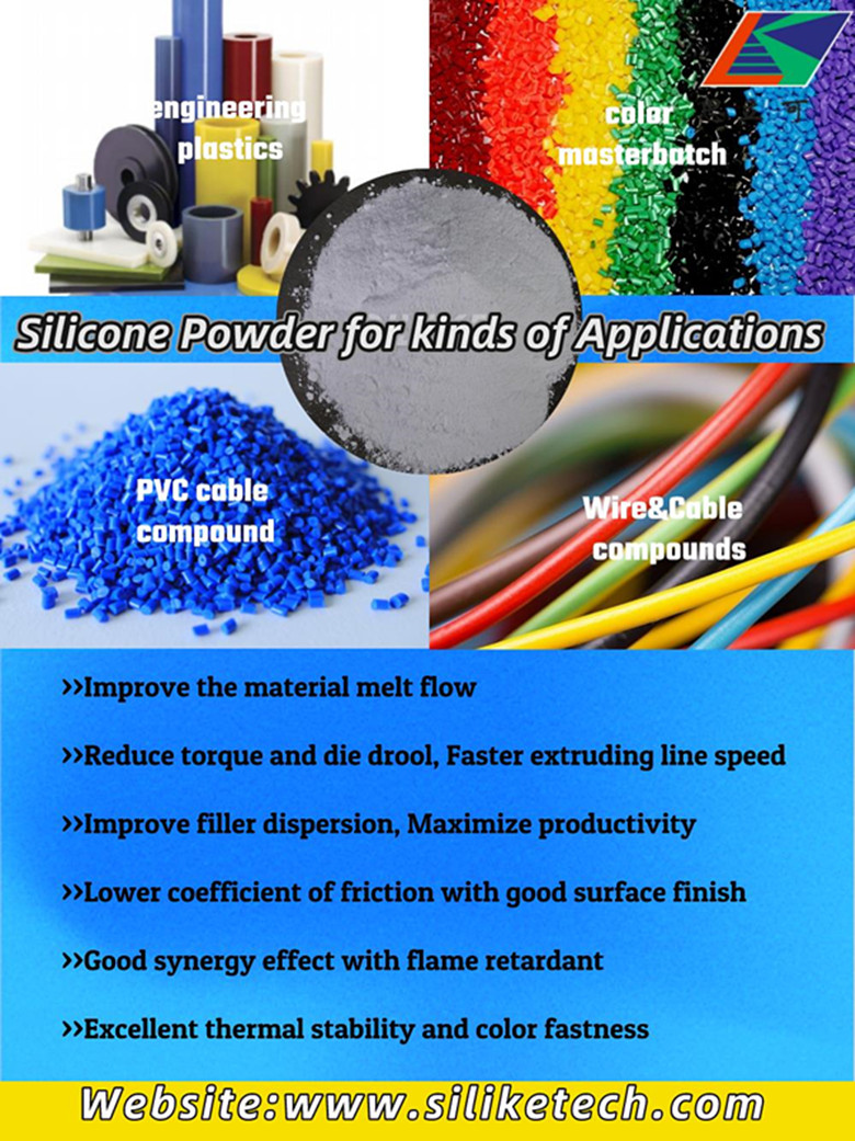SILIKE silikona pulveris uzlabo krāsu galveno maisījumu inženiertehnisko plastmasu apstrādi