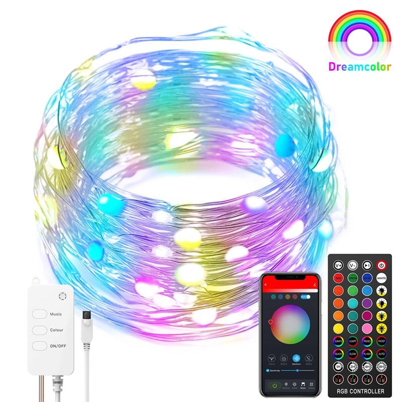 „Smart WiFi Fairy Lights“ – kalėdinės lemputės veikia su „Alexa Google Home Voice App Control“ RGB spalvų keitimo funkcija