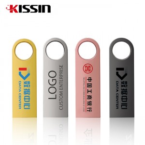Kissin Handizkako Metal USB Stick Logotipo pertsonalizatua Flash Drive