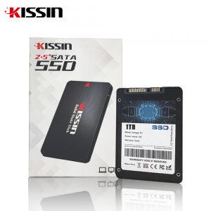Kissin 2,5” SATA SSD 1 TB merevlemez asztali számítógéphez, fekete műanyag tok