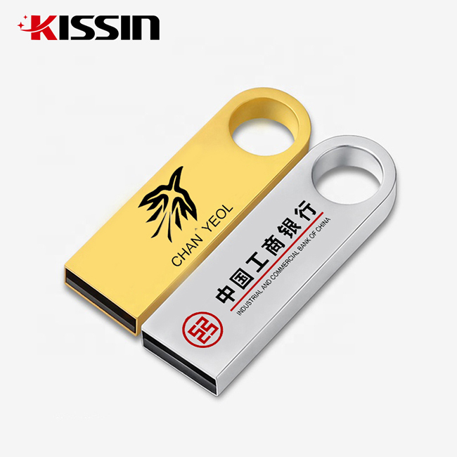 Pendrives USB de metal com logotipo personalizado da Kissin