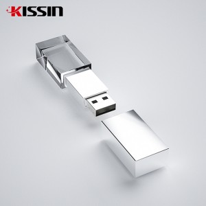Grossist Crystal USB-minnen Anpassade graverade 3D-logotyp Crystal USB Stick