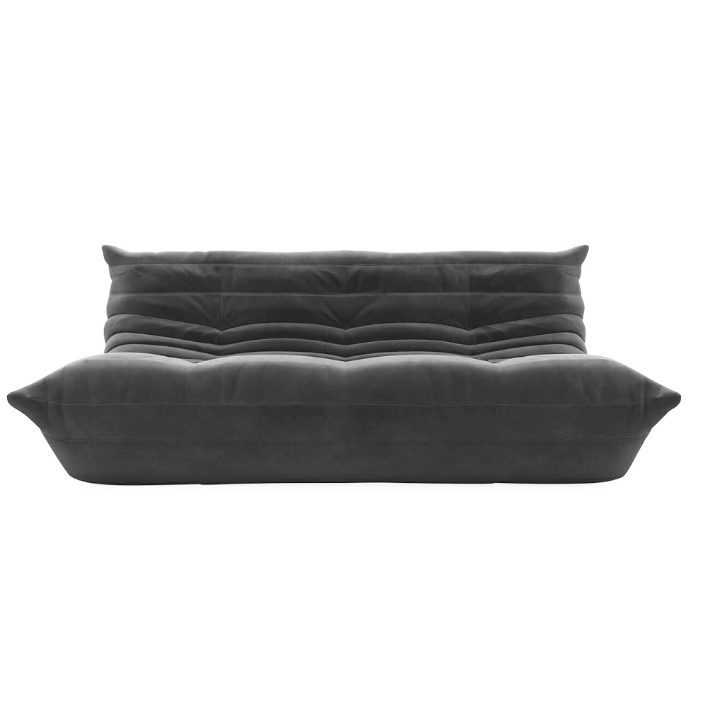 Caterpillar Modular Carbon Black Togo Sofa 3-Seat Bean Bag Sofa