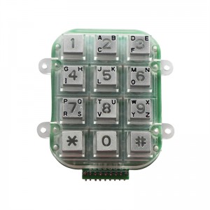 3×4 12 sleutels verlig IP65 Waterdigte sinklegering sleutelbord vir vending masjien B662