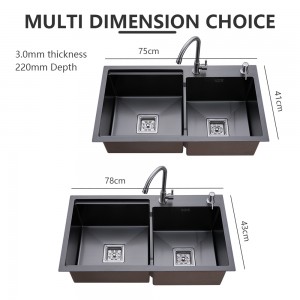 Modern Square Drainer Cover Step Double Bowl Edelstol Kitchen Bar Restaurant Coffee Shop Sink