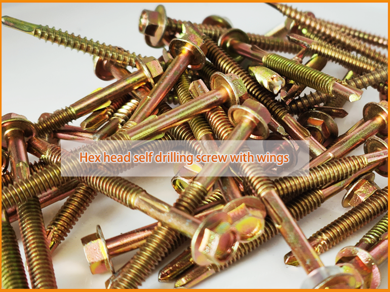 Hex head self drilling screw with wings manufactured by Sinsun fastener