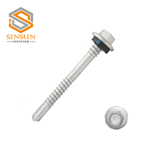 Hex Flange head Double thread Drilling Screw  With Blue Line Epdm Washer
