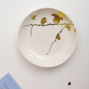 Peralatan Makan Porselen Putih Gaya Modern kanthi Motif Decal Emas