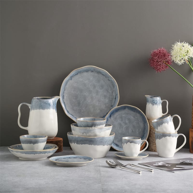 Alpen Reactive Glazed Porcelain Plate Mug Колекция прибори за хранене Представено изображение