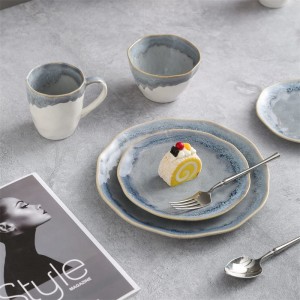 Alpen Reactive Glazed Porcelain Plate Mug Колекция прибори за хранене
