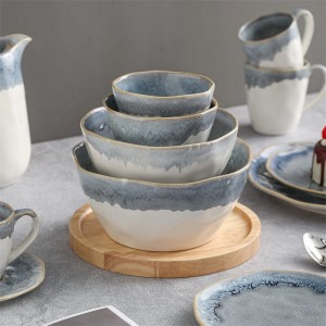 Alpen Reactive Glazed Porcelain Plate Mug Колекция прибори за хранене