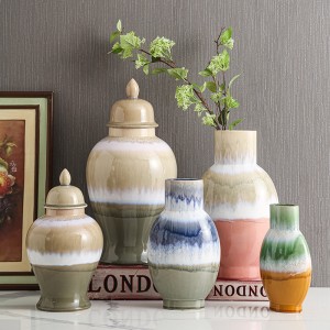 Modernaus stiliaus namų dekoravimas Keraminė, spalvota glazūra Sodo dekoratyvinė vaza Akmens dirbinių vaza