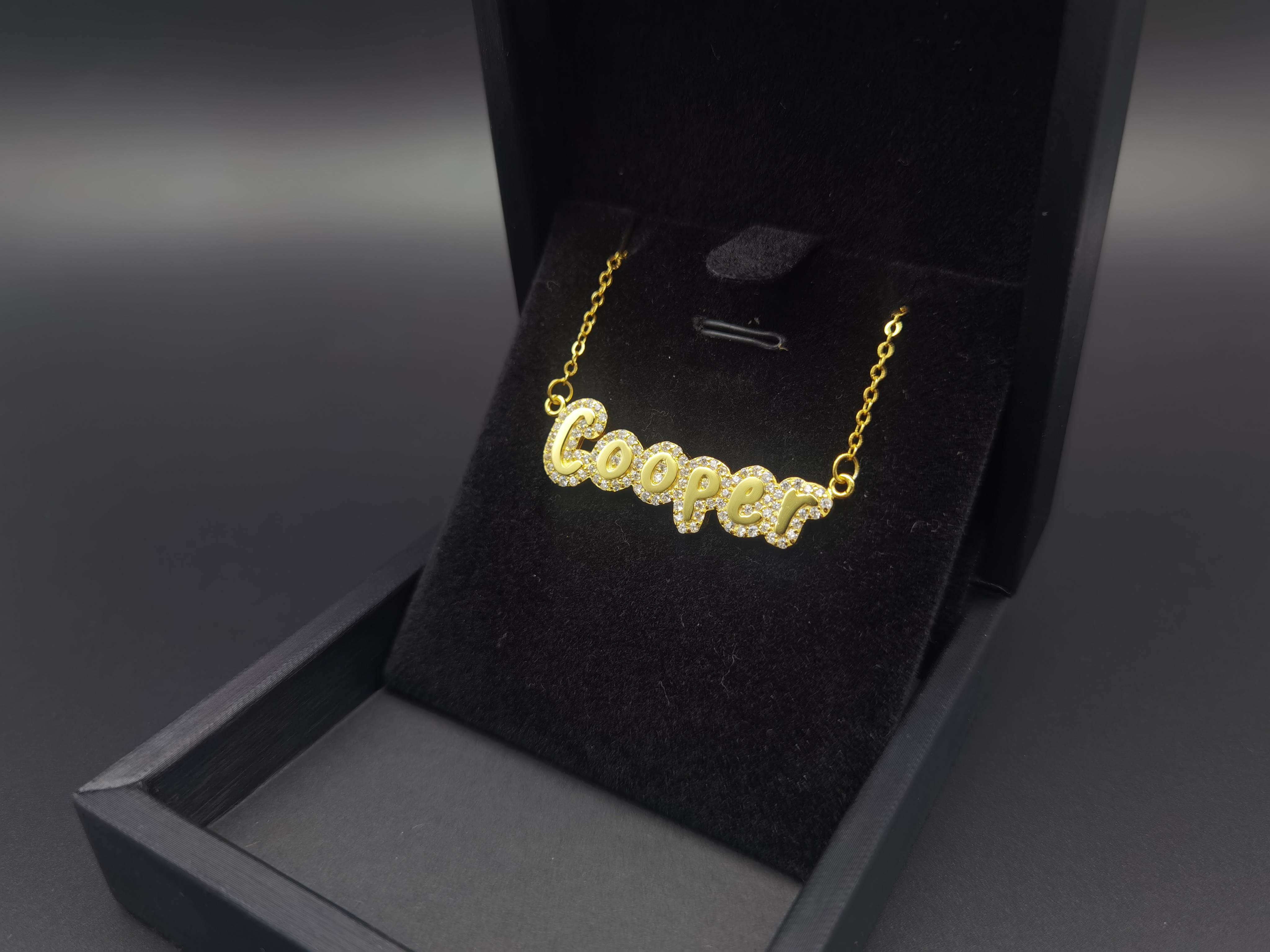 Gold Bubble Name Custom Necklace
