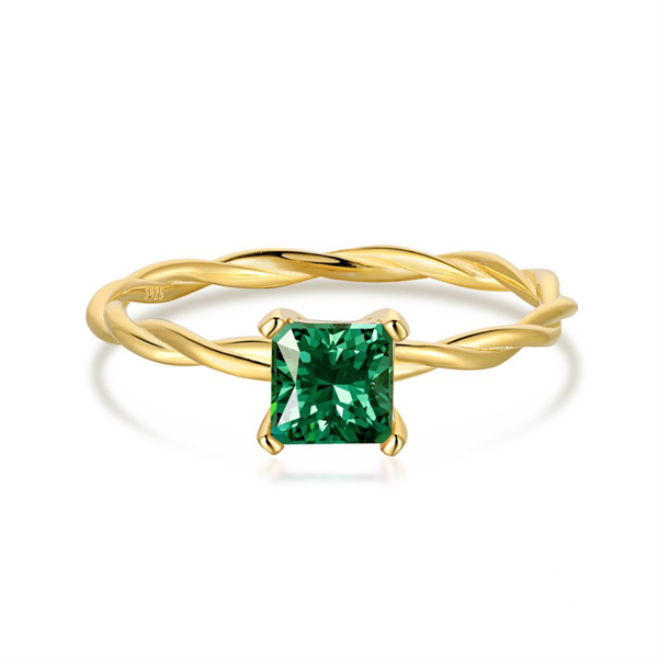 18K Gold Square Gemstone Engagement Rings