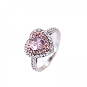 Heart Crystal Pink Sterling Silver Engagement Ring