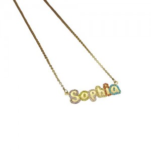 Gold Bubble Name Custom Necklace