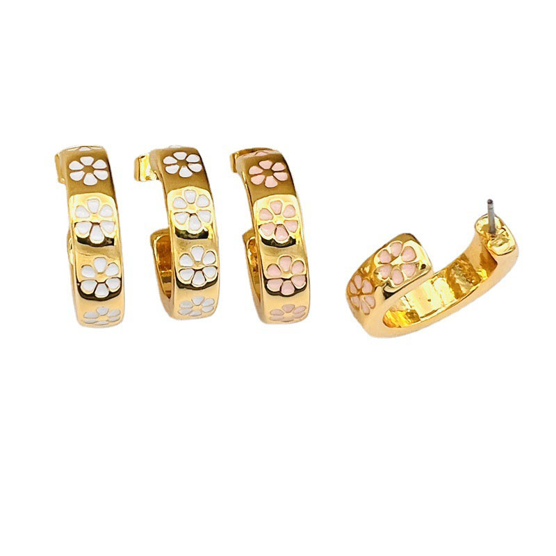 Pink Daisy Enamel Jewelry Designers Earrings Featured Image