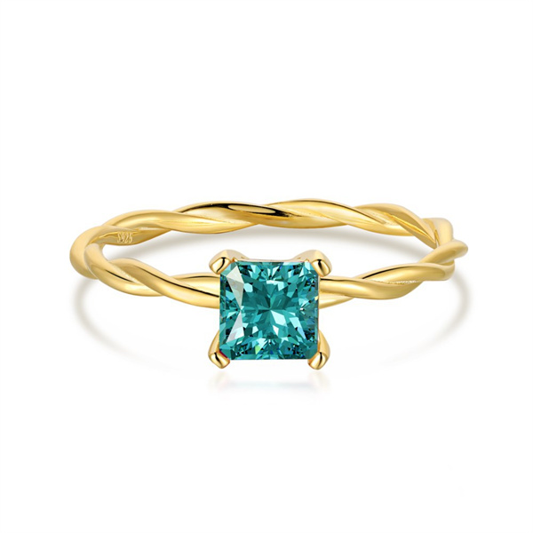 18K Gold Square Gemstone Engagement Rings