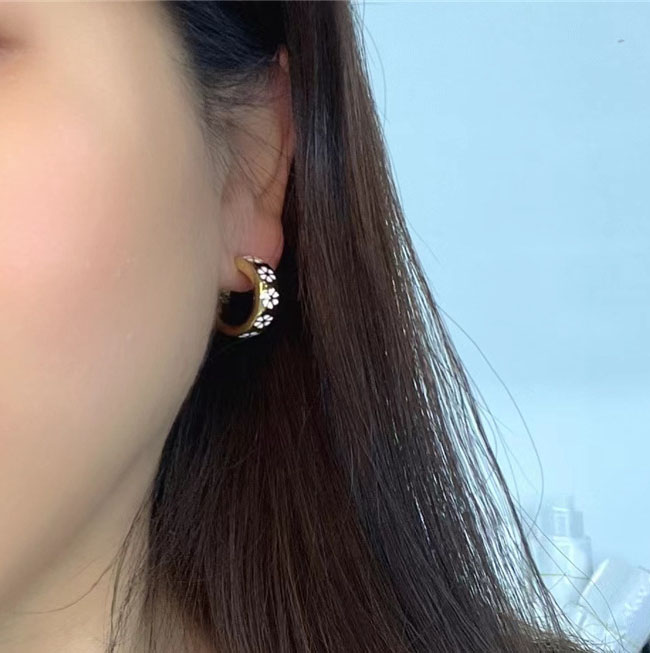 Pink Daisy Enamel Jewelry Designers Earrings
