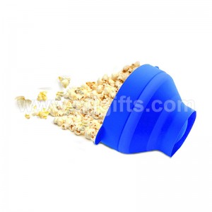 Skladacia silikónová miska na popcorn s viečkom vhodná do mikrovlnnej rúry