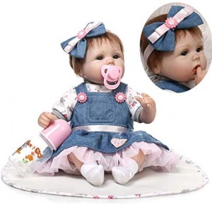 Full Body Silicone Reborn Baby Boy - Handmade Soft Silicone 18 inch Reborn Baby Doll Girl Lifelike Blue Eyes Newborn Girl Toy Doll Children’s Best Playmate  – Geshuo