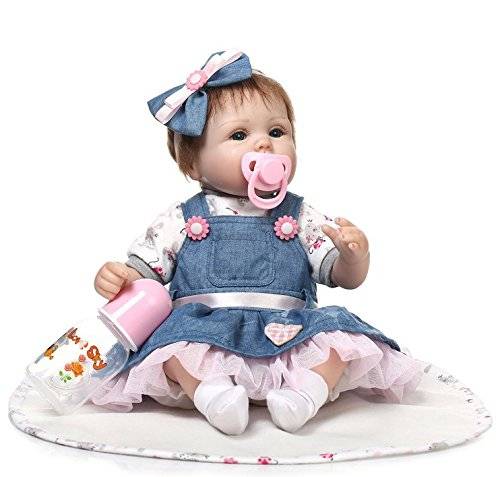 Reborn Soft Silicone Baby Dolls - ZIYIUI Handmade Soft Silicone 18 inch Reborn Baby Doll Girl Lifelike Blue Eyes Newborn Girl Toy Doll  – Geshuo