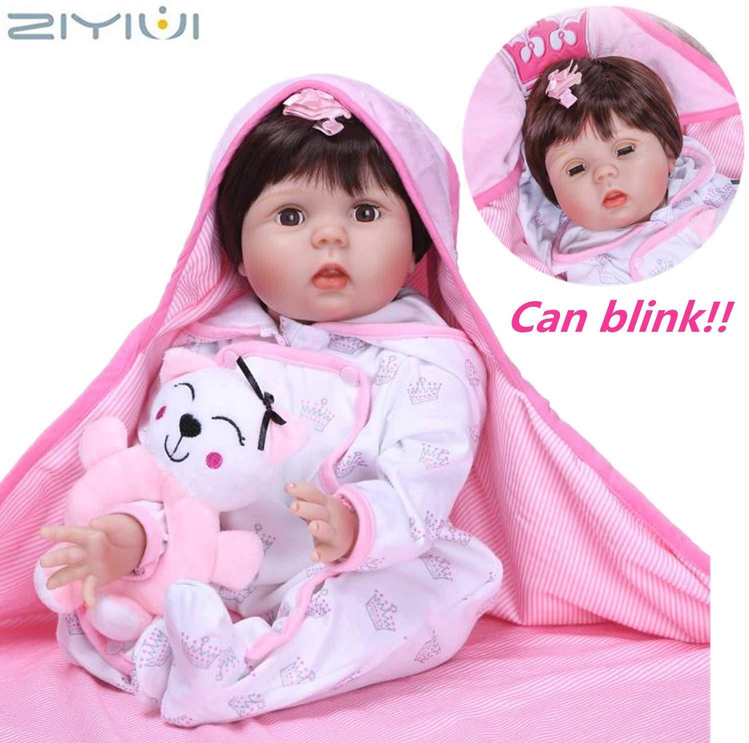 ZIYIUI 22 Inch 55 CM Real Life Reborn Toddler Dolls Soft Vinyl Silicone Real Girl Boy Toy Doll ,Eyes Can Blink Reborn baby doll