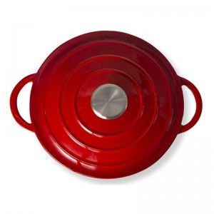 Forno holandés de ferro fundido esmaltado vermello