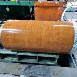 bobina d'acciau di design di granu di legnu di culore rossu per a custruzzione