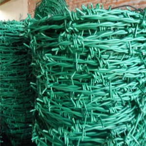 მწვანე ფერის PVC დაფარული ეკლიანი რკინის მავთული
