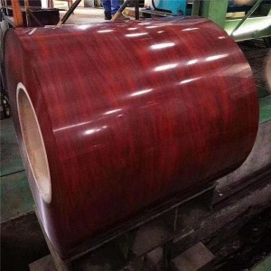 Bobina de aceiro de deseño de vetas de madeira de cor vermella para a construción
