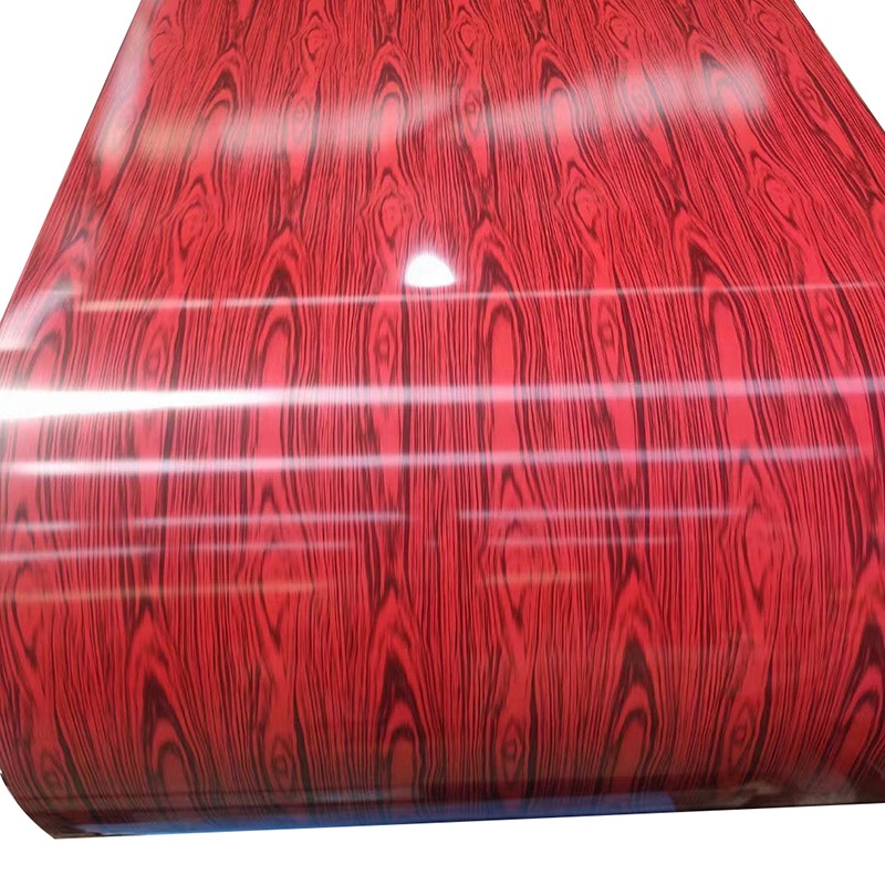 bobina de aceiro de deseño de vetas de madeira de cor vermella para construción Imaxe destacada