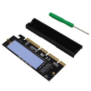 M.2 PCIe NVMe SSD դեպի PCI-E Express 3.0 X4 X8 X16 ադապտեր քարտ Ամբողջ արագություն 2280 մմ Ջերմային լվացարանով և ջերմային պահոցով