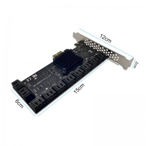 PCIE Adapter 20 Port PCI-Express X1 မှ SATA 3.0 Controller Expansion Card 6Gbps မြန်နှုန်းမြင့် Desktop PC အတွက်