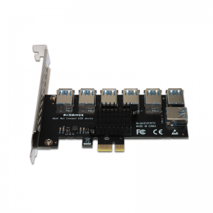 PCIE 1 a 7 Riser PCIE multiplicador de puerto USB3.0 16X tarjeta vertical para tarjeta de vídeo BTC minería