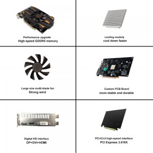 AMD Rx520 Rx530 Rx550 Rx560 Rx570 Rx580 VGA Card, ກາດວີດີໂອ 4g 8g ກາດຈໍ