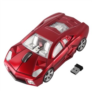 2.4G безжична мишка, ергономичен дизайн на спортна кола, игрална мишка, 1600 DPI, USB, оптична, детски подарък, креативна преносима мишка за лаптоп