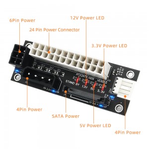 4 sa 1 Molex 4Pin/SATA/ATX 6Pin/4Pin Dual PSU Multiple Power Supply Adapter