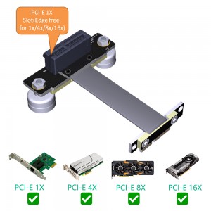 마그네틱 풋이 있는 고품질 PCI-e PCI Express 36PIN 1X 연장 케이블(이중 수직 90도 방향)