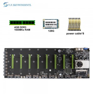 Mamfwrdd BTC-T37/BTC-S37/BTC-D37 Fferm Mwyngloddio Miner Motherboard 8 GPU PCIE 16X DDR3 Cefnogaeth 1066/1333/1600mhz