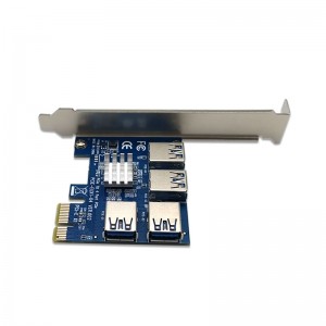 د PCIE PCI-E ریسر کارت 1 څخه تر 4 USB 3.0 ضرب کوونکی هب X16 PCI ایکسپریس