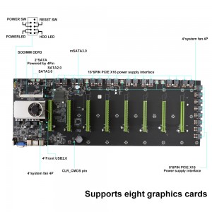 BTC-T37/BTC-S37/BTC-D37 Mining Farm Miner motherboard 8 GPU PCIE 16X DDR3 Support 1066/1333/1600mhz