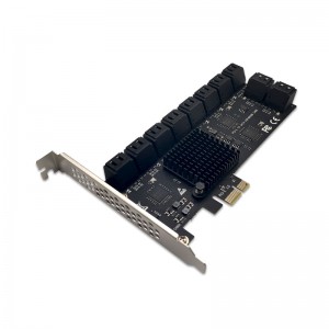 PCIE millistykki 20 port PCI-Express X1 til SATA 3.0 stækkunarkort 6Gbps háhraða fyrir borðtölvu
