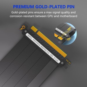 PCIe 4.0 x16 Riser Kablo Duobla Inversa Grafika Karto Plilongiga Ŝnuro Arĝentkovrita Kablo PCI-E Gen4 32GBS GPU ITX Komputila Konektilo